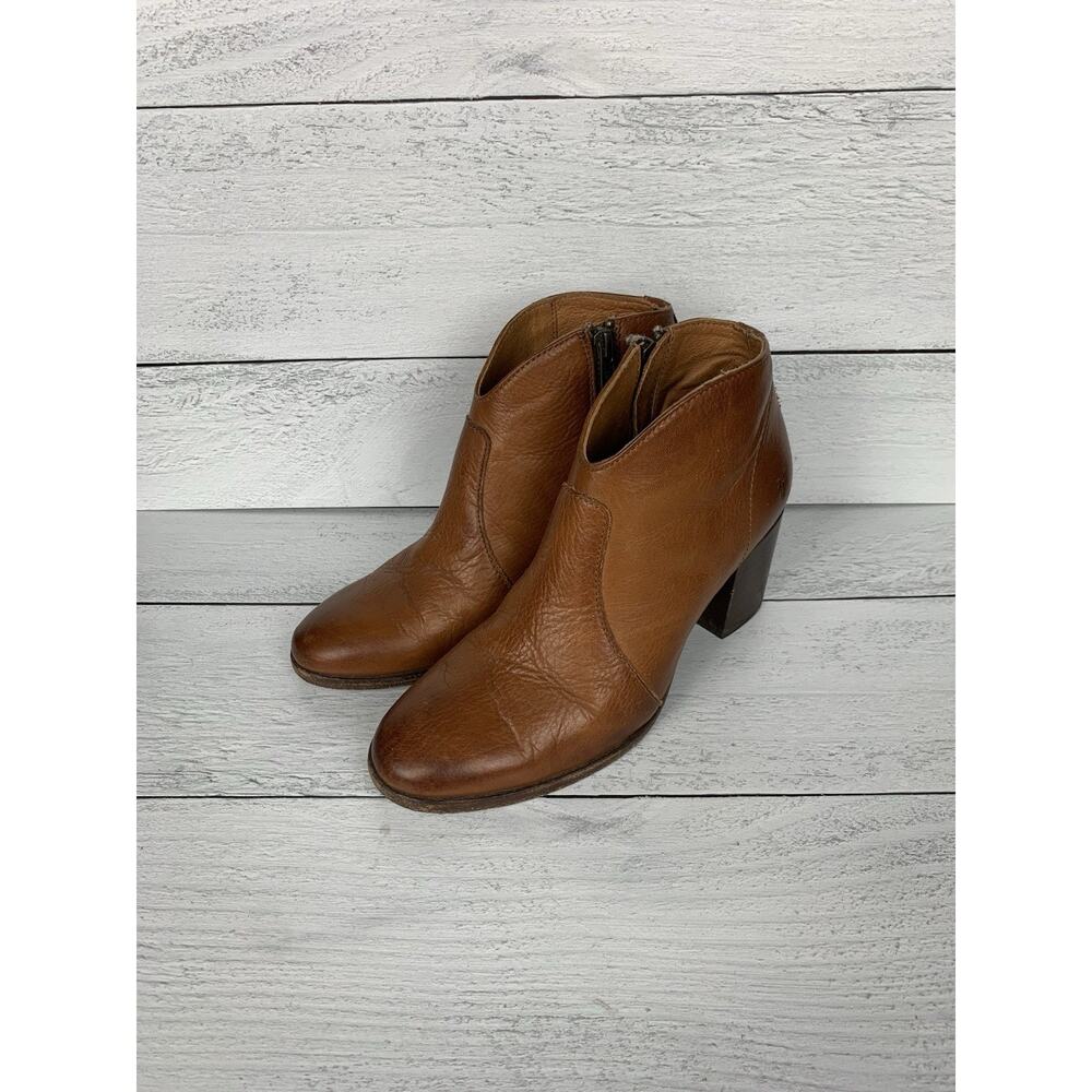 Frye Women's 6 B Brown Nora Zip Full Grain Leather Short Booties Boots 3479929